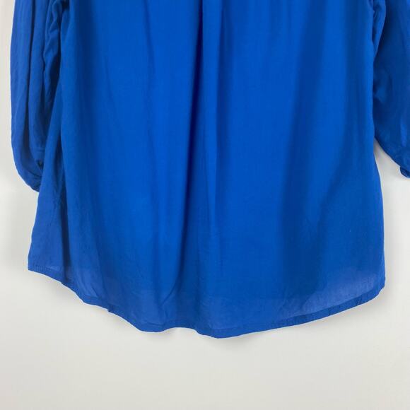 Maeve Anthropologie Royal Blue Rayon Blouse Roll Tab Sleeve Womens Size Small - Picture 9 of 10